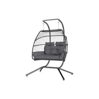 Outsunny Rattan Hängesessel dunkelgrau Polyethylen B/H/L: ca. 100x185x170 cm - Dunkelgrau