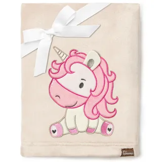 Be Mammy Warme Kuscheldecke Babydecke Blanket Baby Geschenk BE20-168 (Beige - Einhorn)