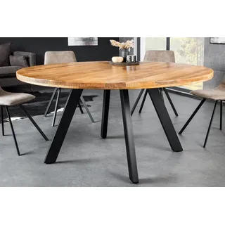 riess-ambiente Esstisch IRON CRAFT 140cm natur/schwarz - Mango-Massivholz, Eisen-Beine, rund (Einzelartikel, 1-St), Industrial Design & bis zu 6 Personen – ideal für Dein Loft-Esszimmer braun
