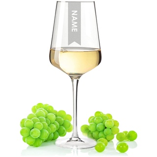 GRAVURZEILE Leonardo Puccini - Weißweinglas Elegant mit Name - Weinglas mit Gravur Personalisiert mit Name - Personalisiertes Weinglas als Geschenk für Frauen & Männer - Geschenk für Sie & Ihn