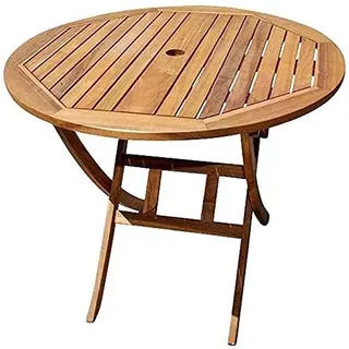 SAM Gartentisch Golstrup, 90 cm rund, Akazienholz geölt, klappbar