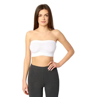 Merry Style Damen Bandeau Top 06 161 (Weiß, S-M) - S-M
