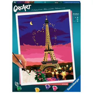 Ravensburger CreArt 23624 - Stadt der Liebe - Paris Malen nach Zahlen Erwachsene, DIY Malset mit Pinsel und Acrylfarben, Geschenk für Frauen und Männer, Malen für Erwachsene