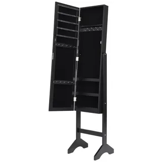Costway Freistehender Schmuckschrank mit Spiegel Schwarz