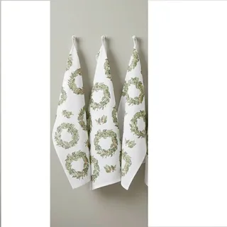Geschirrtuch-Set Organic Holly, Grün, Textil, 3-teilig, Weihnachten, 50x70 cm, Kochen, Geschirrtücher & Schürzen, Geschirrtücher