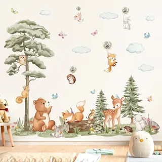 Omgoods – Wandtattoo mit großen Waldtieren – Wandsticker für Kinderzimmer – Wandsticker für Babyzimmer – Wandsticker für Wohnzimmer –...