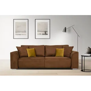 INOSIGN 3-Sitzer Beatrice Schlafsofa, wahlweise auch mit Bettfunktion und Bettkasten, incl. 2 Zierkissen braun
