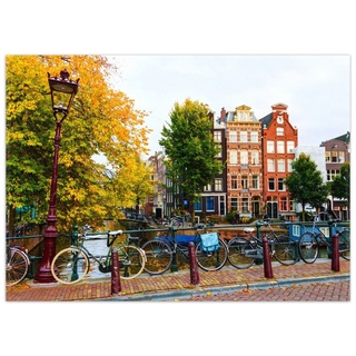 Teppich Herbst in Amsterdam, Wallario, rechteckig, rutschfest gelb