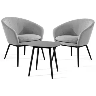 Konsimo® Gartenmöbelset, Weiß, Textil, Metall, 3-teilig, Gartenmöbel, Gartenmöbel-Sets