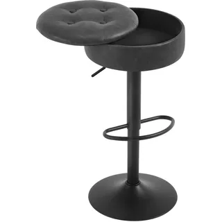WOLTU Barhocker, Sitzhocker mit Stauraum, Hocker höhenverstellbar 360° drehbar, Drehhocker für Kücheninsel Esszimmer Bar Küche Tresen, Kunstleder Metall, Anthrazit
