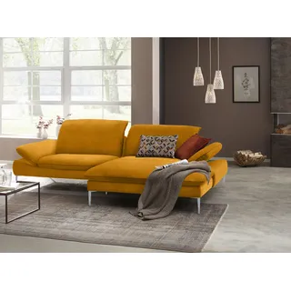 W.Schillig Ecksofa »enjoy&MORE, mit tollem Sitzkomfort, elegant und bequem, L-Form«, mit Sitztiefenverstellung, Füße silber matt, Breite 294 cm gelb