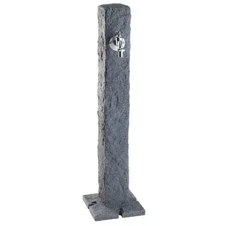 Suinga - Gartenbrunnen Aus Dunkelgrauem Granit Im Steinlook + Wasserhahn, 100 Cm
