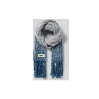 Schal mit Label-Detail und Fransen Modell 'RISHA', Hellblau Melange, 1