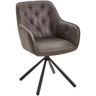 Livetastic Armlehnstuhl, Grau, Holz, Metall, Textil, Pappel, Sperrholz, Füllung: Schaumstoff, konisch, 61x91x59 cm, Sitzfläche 360° drehbar, Esszimmer, Stühle, Esszimmerstühle, Armlehnenstühle