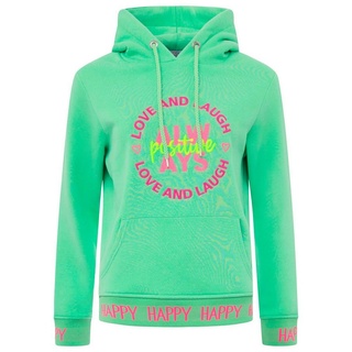 Zwillingsherz Sweatshirt mit Kapuze, Frontprint, neonfarben grün SM