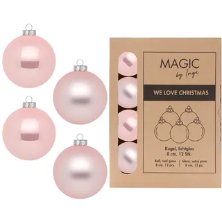 INGE-GLAS Weihnachtskugeln 8cm Glas Christbaumkugeln Set hellrosa
