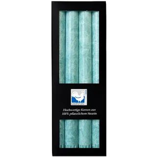Premium Stearinkerzen Set (4er/8er) – Lange Stabkerzen 25x2,2 cm mit Kristall-Struktur – 100% Pflanzlich – 10h Brenndauer – Edle Tafelkerzen für Hochzeit, Deko, Gastro (Eisblau, 4er Pack)