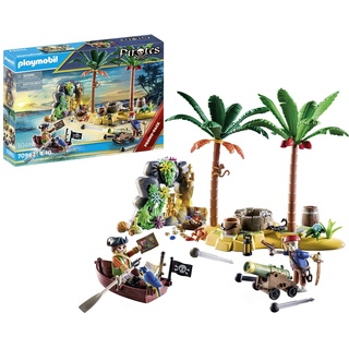 PLAYMOBIL Pirates 70962 Promo Pack Piratenschatzinsel mit Skelett, Piratenschatzinsel mit Skelett und schussfähiger Kanone, Spielzeug für Kinder ab 4 Jahren
