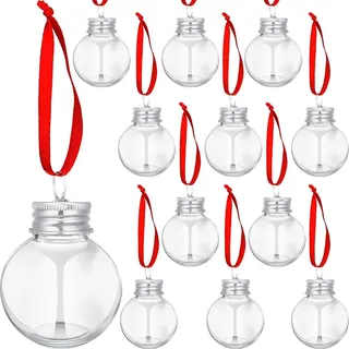 12 Stücke Weihnachtskugel Trinkglas, Wiederverwendbar Christbaumkugeln zum Befüllen, Weihnachtskugeln für Getränke, Transparente Trinkkugeln für Weihnachtsfeier-Dekoration (Silber, 100ML)