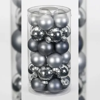30 Weihnachtskugeln 4cm Glas Christbaumkugeln Weihnachtsbaumkugeln klein grau