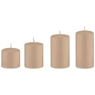4er Set Adventskerzen, Stumpenkerzen Abgestuft Portobello Nougat Ø 6 cm (Höhen 6, 8, 10 und 12 cm)
