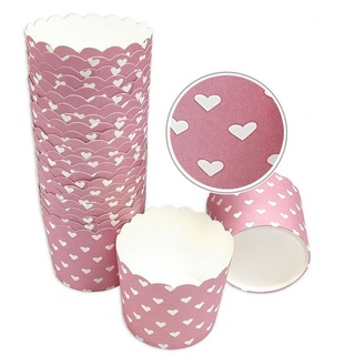Frau WUNDERVoll Muffinform Muffin Backformen, groß Durchmesser 6,1 cm, rosa, weiße Herzen, Höhe, (25-tlg)