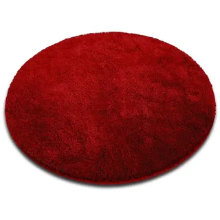 Karat Badematte Karat Hazy Rund, Viele Farben & Größen, Polyester, rutschfeste Latexbeschichtung, waschmaschinenfest, Polyester, extra weicher Flor rot
