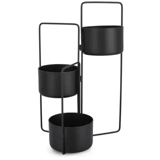 Blumenkasten Keyra aus Metall, modern, schwarz, faltbar für Outdoor, 3 Fächer, Bizzotto