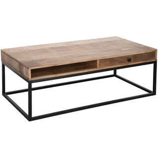 Riess-Ambiente Couchtisch IRON CRAFT- 100cm Mangoholz mit Schublade schwarzes Metallgestell