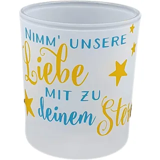 Teelicht für Sternenkinder Trauer Kerze Trost Schutzengel mit Spruch Fehlgeburt Geschenk (Türkis-1)