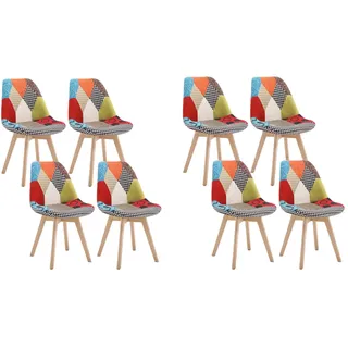 WOLTU Esszimmerstühle 8er Set, Küchenstühle mit Patchwork Design