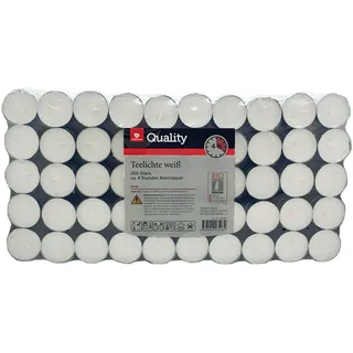 Teelichter weiß ohne Duft Großpackung | 4 Std. | 6 Std. | 8 Std. auch Maxi(4 Std. Teelichter + 1HL Kauf Notizblock, 200 Stück)