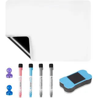 Carehabi A3 Whiteboard Folie Magnetisch, Whiteboard Abwischbar Magnetisch Kühlschrank mit 4 Markern 1 Radiergummi 2 Magneten für Küche, Büro, Schule