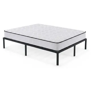 Metallbett 140x200 cm Bettgestell mit Matratze Klappbett Gästebett Lattenrost Schwarz 9 Beine 20 Latten - Schwarz
