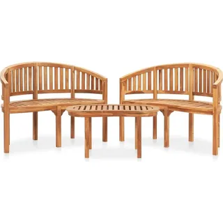 The Living Store 3-tlg. Garten-Lounge-Set Massivholz Teak - Braun