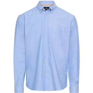 Langarmhemd CAMEL ACTIVE, Herren, Gr. XXL, N-Gr, stormy blau, Web, Obermaterial: 97% Baumwolle, 3% Elasthan, unifarben, normal hüftbedeckend, Rundhals, 2-Knopf-Manschette, Hemden, unifaben, mit Button-Down-Kragen