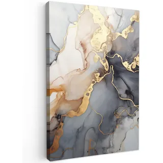 LEINWANDBILD Marmor - Schwarz - Gold - Weiß Wanddeko 40x60 cm