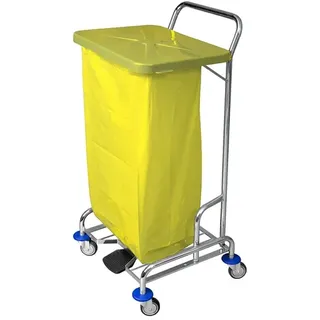 Floorstar TWD 1fach SOLID Trennwagen gelb mit Fußpedal, SOLID Serie verchromt, ohne Sack
