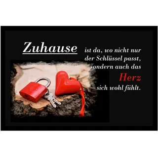 Ladreas Fußmatte Schmutzfangmatte Zuhause Schlüssel Herz F739, 60x40 schwarz 60x40 | 40 cm x 60 cm