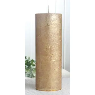 Rustik-Stumpenkerze, 20 x 7 cm Ø, Gold-metallic