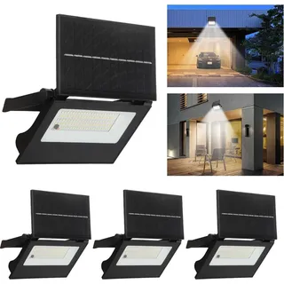 Izrielar 8X LED Solar Wandleuchte Strahler Lampen mit Bewegungsmelder Balkon Außen Treppen - Schwarz