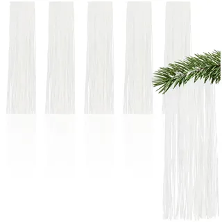 com-four® 5X Lametta, weiße Lametta Girlande für Weihnachten | Christbaumschmuck für den Tannenbaum - Lametta-Vorhang mit glatten Fäden