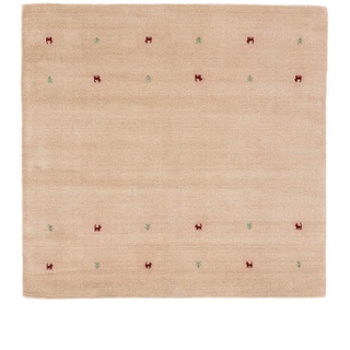 carpetfine Wollteppich Gabbeh Uni Quadratisch Beige 250x250 cm | Moderner Teppich für Wohn- und Schlafzimmer