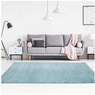 Teppich Moda Soft 2081, Carpet City, rechteckig, Höhe: 11 mm, Kurzflor, Uni-Farben, Weicher Flor blau 80 cm x 150 cm x 11 mm