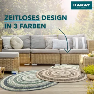 Karat Zoe Outdoor-Teppich Ø 120 cm Beige/Grau