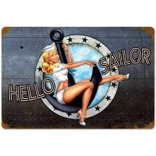 30 x 20 cm Metall-Dekor Pin Up Girl Navy Sailor Militär Wanddekoration Vintage Dekor Poster Neuheit Wandschild für Badezimmer, Küche, Geschenk
