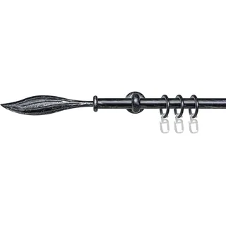 LIEDECO Gardinenstange Esp Blatt, Ø 16 mm, 1-läufig, Fixmaß, mit Bohren, verschraubt, Metall, 1-läufig im Fixmaß Ø 16 mm schwarz|silberfarben Ø 16 mm x 240 cm