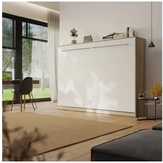 SMARTBett Schrankbett Standard 140x200 cm Eiche Sonoma horizontal inkl. Lattenrost Klappbett, Wandklappbet mit Gasdruckfedern