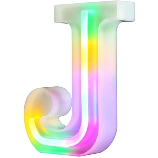Nordstylee Leuchtende LED-Buchstaben-Lichter, Neon-Buchstaben-Nachtlichter für Wand, Geburtstagsparty, Weihnachten, Hochzeitsdekoration, bunte Buchstaben (J)