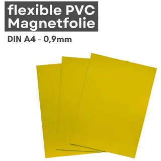 MaajeeKuto Magnet Magnetfolie DIN A4 beschreibbar Gelb 0,9 mm PVC Magnetplatte (20-St)
